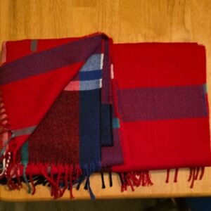 J. Crew Red and Black Plaid Wool Scarf- Excellent condition!